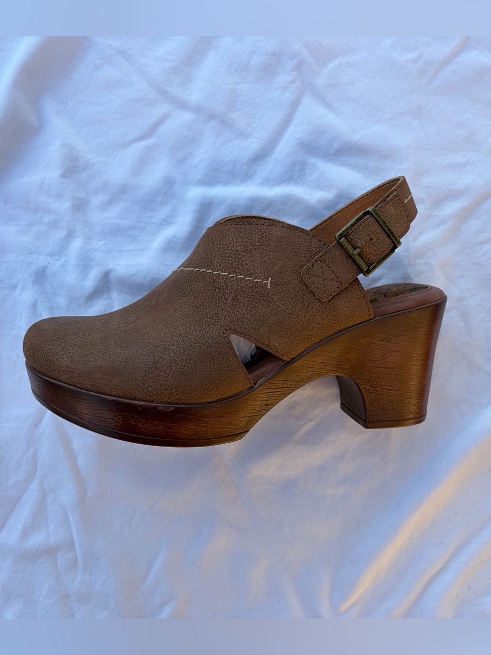 b.o.c. Brown Leather Slingback Clog Heels Beautiful! Like New! Sz 9